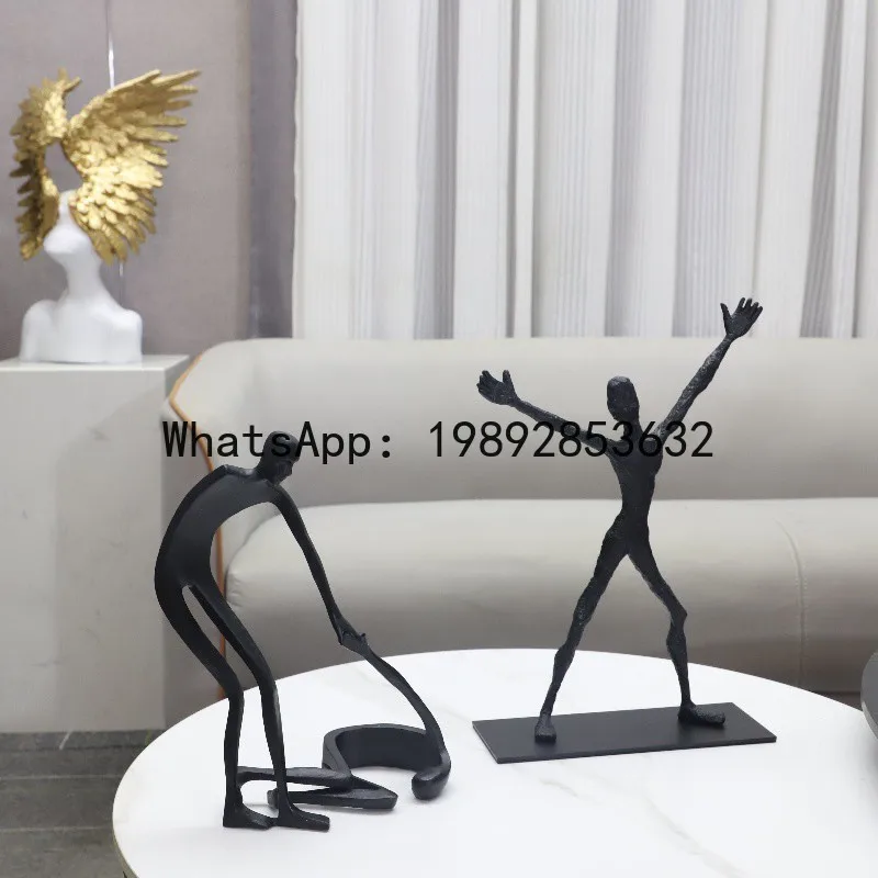 

Creative Geometric Cast Iron Figure Sculpture Metal Craft Ornaments Couple Statue Metal Figurines Home Decoration Accessories