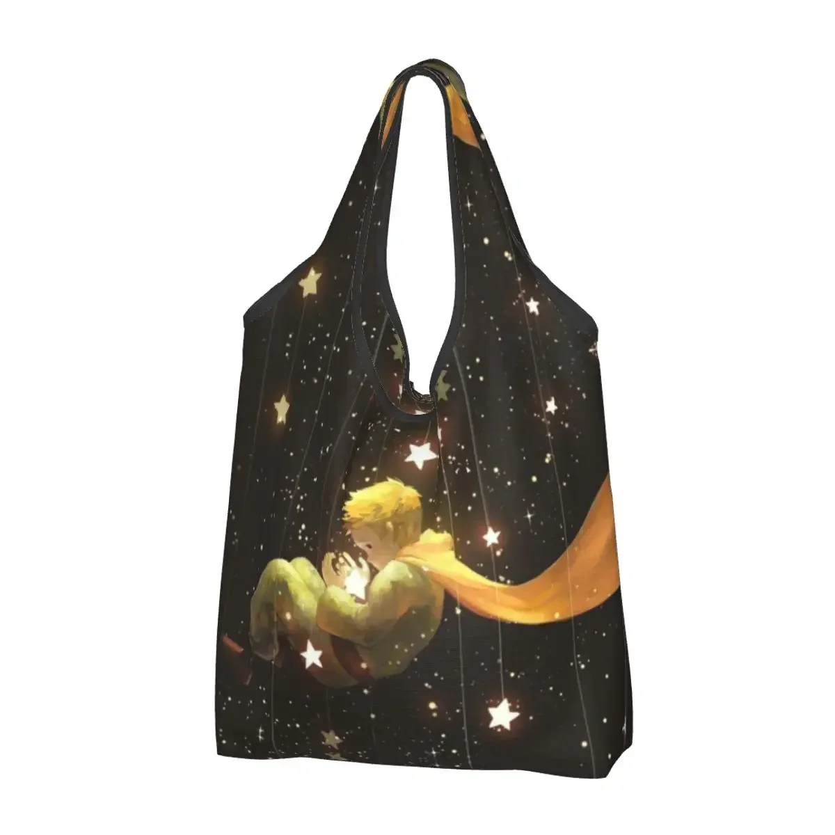 Custom Fairy Tale Le Petit Prince Shopping Bag Women Portable Big Capacity Groceries The Little Prince Tote Shopper Bags