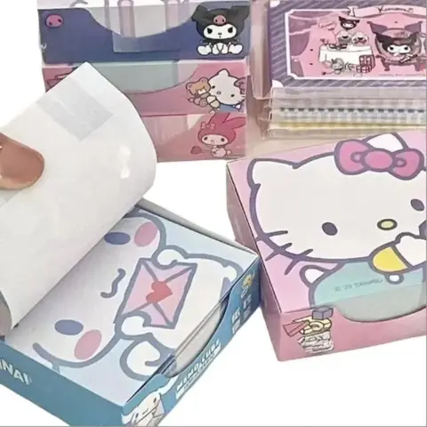 Papel de notas con melodía de 250 páginas, papel decorativo con notas Kuromi Melody Cinnamoroll, suministros de papelería para mujer