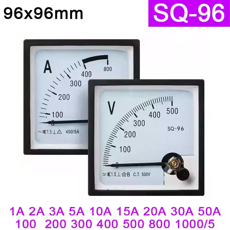 CP-96 SQ-96 Instrument SQ96 96L1 Pointer AC Ammeter 1A 2A 3A 5A 10A 15A 20A 30A 50A 75/5 100/5 150 200 300 400 500 600 800 1000A