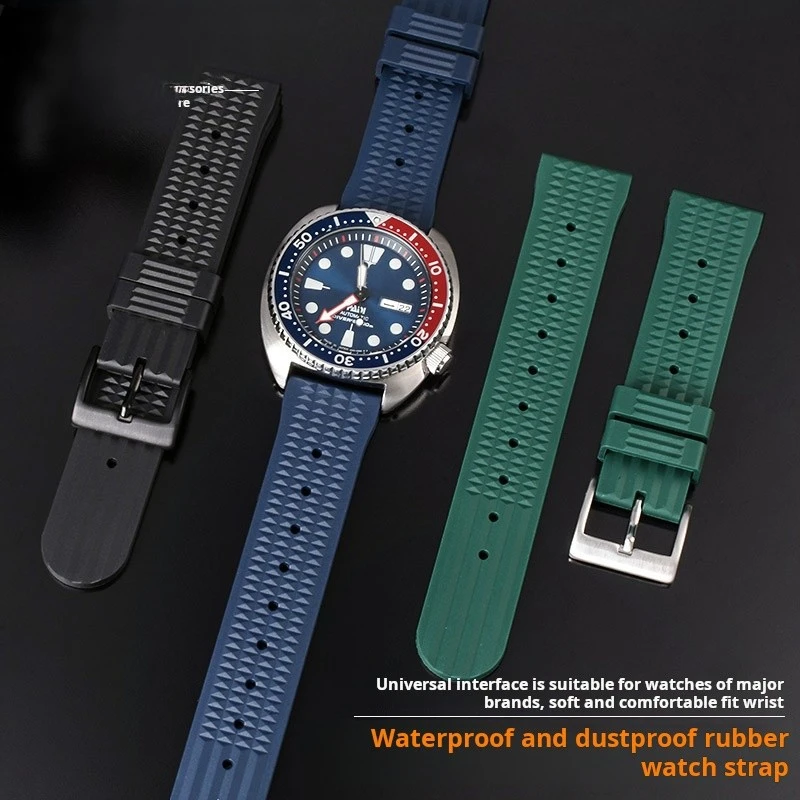 20 مللي متر 22 مللي متر ل Seiko PROSPEX SLA017 SLA037 No 5 شبح الماء الأسود أوريس 7707 7720 65 حزام ساعة مطاطي المواطن سيليكون حزام الساعات