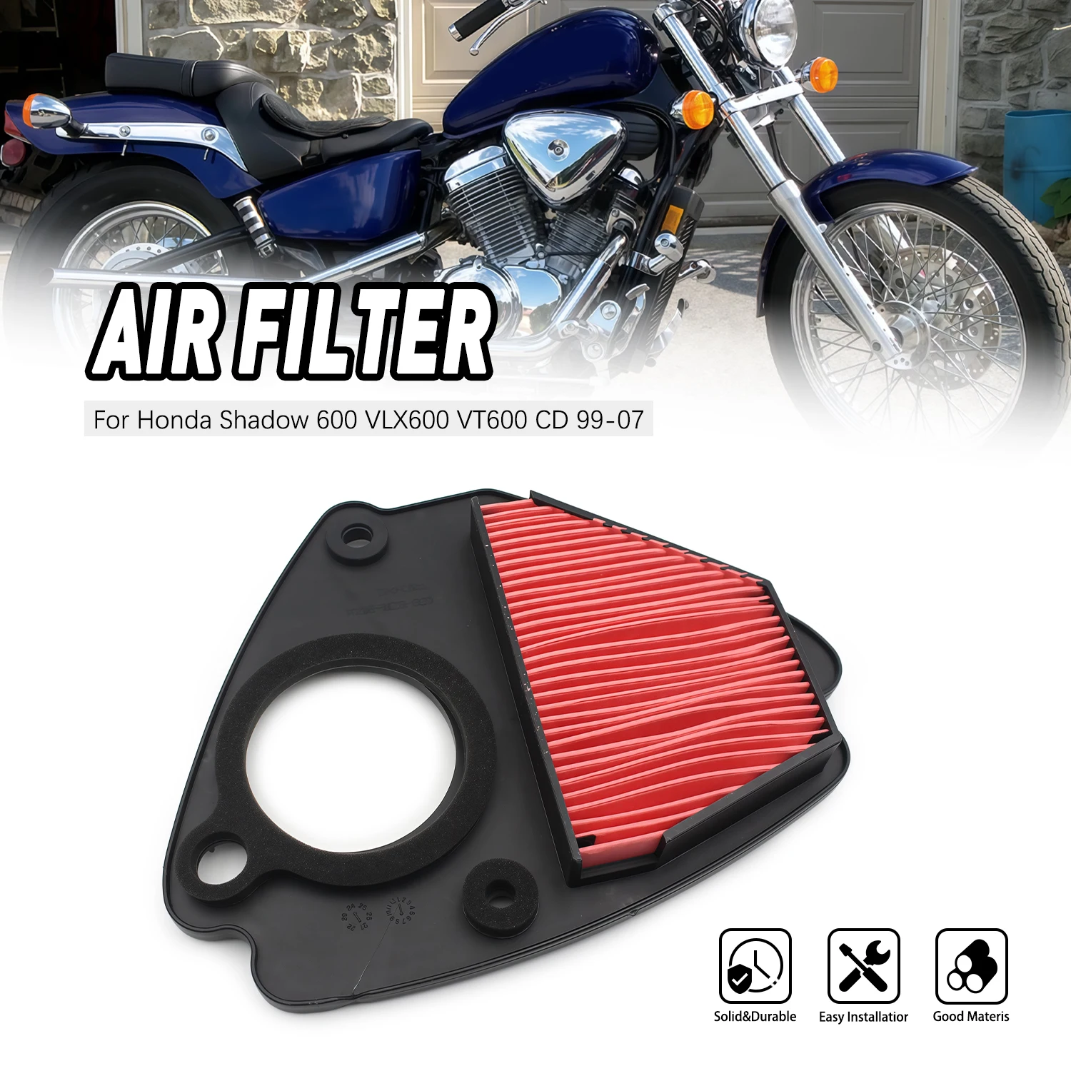 

Air Filter Element reliable Replacement Motorcycle Part Accesorios Moto For Honda Shadow VLX 600 VT600C VT600CD Deluxe 1999-2007