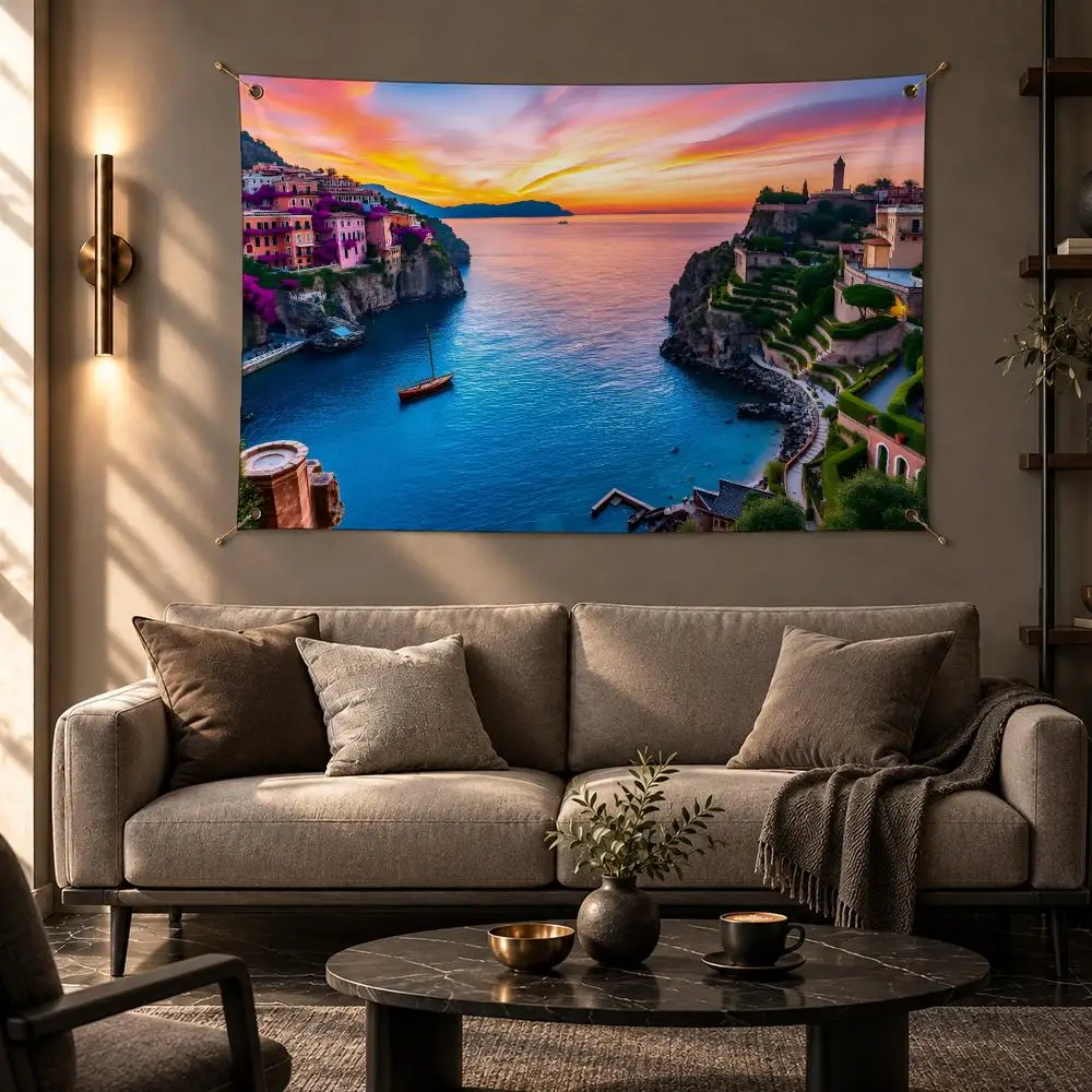 Positano coast Flags Wall Hanging Flag Banner Home Decor Aesthetic Living Room Bedroom HD Fabric