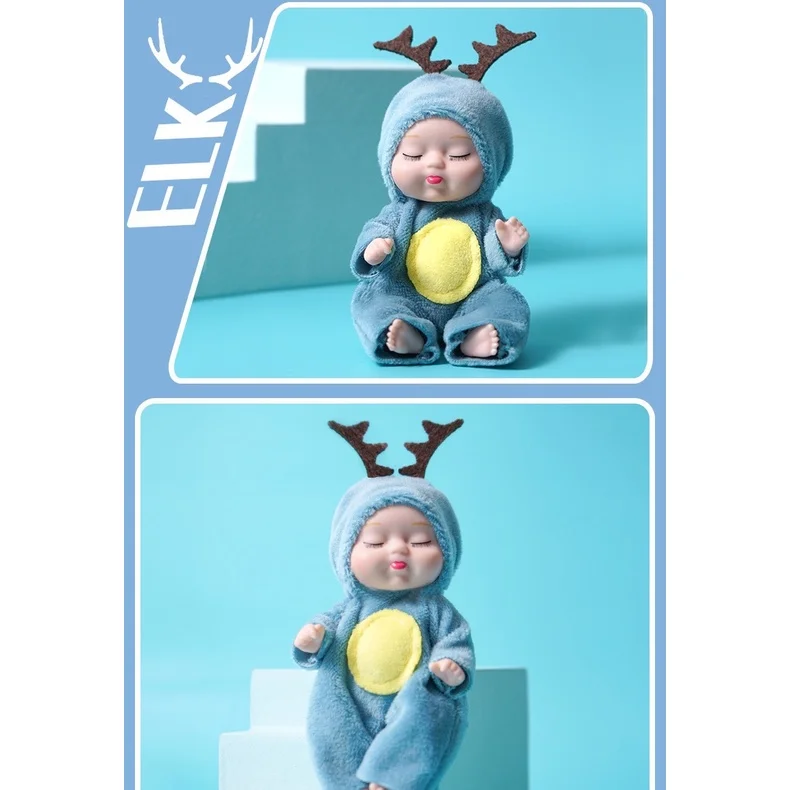 1pcs Kawaii 12cm Simulation Rebirth Dolls Toy Mini Cute Sleeping Baby Series Doll Cartoon Animal Toy for Kids Birthday Gift