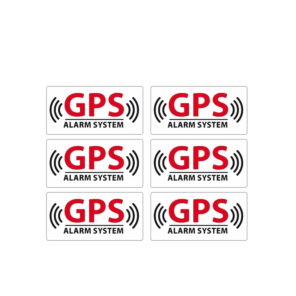 6pcs Pack Security Warning GPS Tracking Device Car Sticker Car Alarm System Waterproof Cover Scratch PVC Vinyl, 5cmx3cm