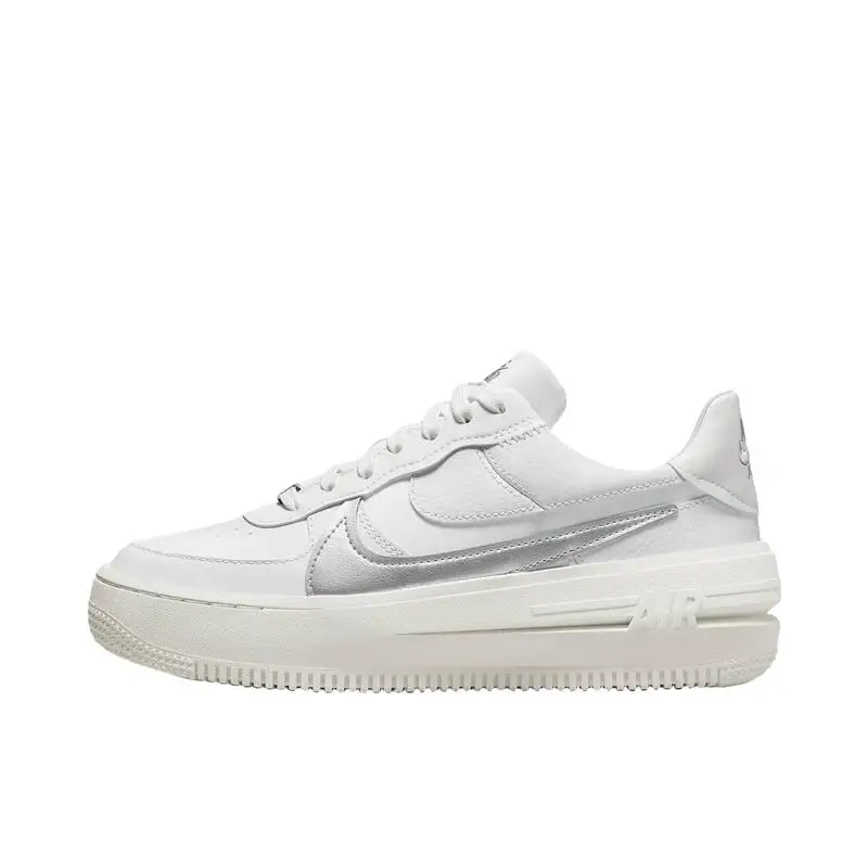 Nike Air Force 1 PLT.AF.oRM Deconstructs Low Cut Minimalist Trendy Outdoor Sports Wear Resistant Board Shoes for Women, Silver