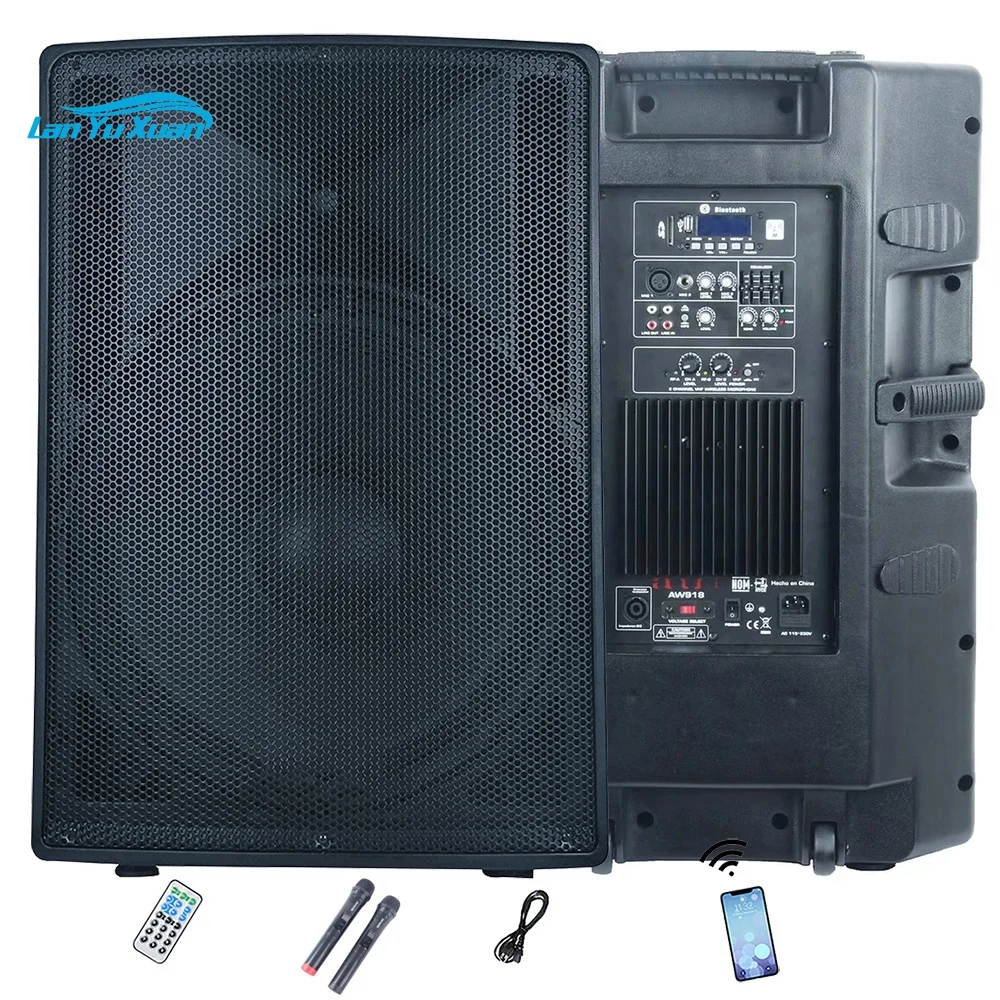 

1000W Active18"subwoofer professional audio wireless PA speaker system outdoor DJ 2way array line sound box wireless Microphone