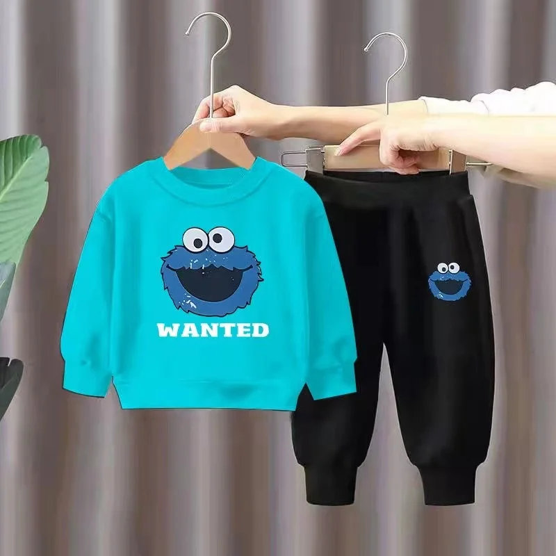 Autumn Kid Boy Long Sleeve Clothes Set Children Girls Cartoon Printed Sweatshirts Pullover Top And Pants Bottom Suit Tracksuits