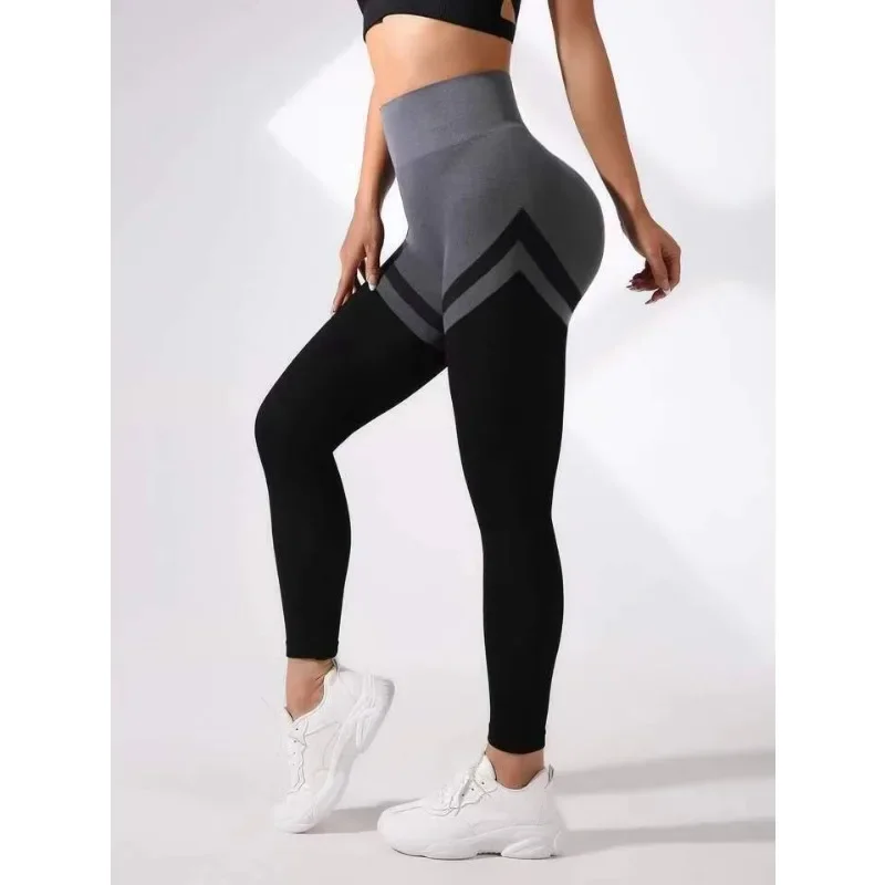 Seamless Stripes Leggings High Waist Butt Lift Leggings Women High Elastic Fitness Fashion Sports Pants Gym Cycling Yoga Tights