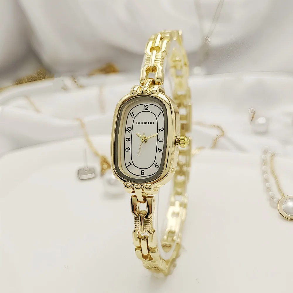 Brand Oval Shaped Women's Watch Retro Bracelet Student Luxury Wristwatch Fashionable Girl Gift Quartz Watch Dropshipping