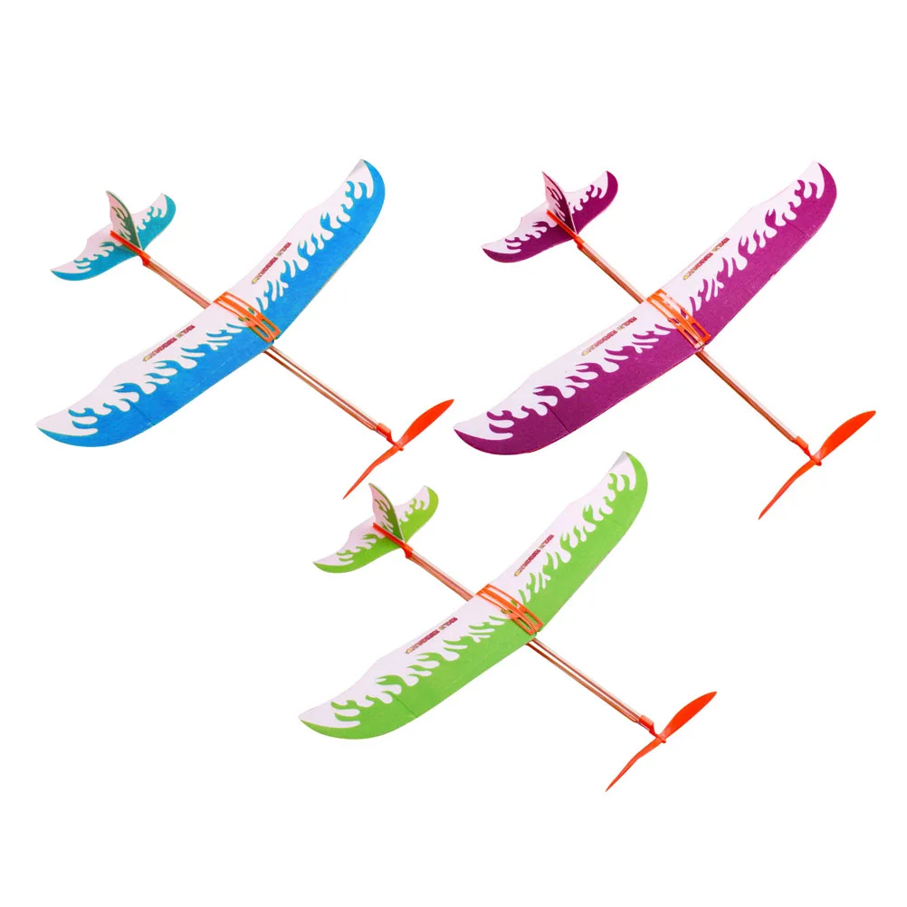 

3PCS Rubber Band Powered Glider Toy Airplane High Quality Plastic Easy Assembly Kids Educational Gift Non RC