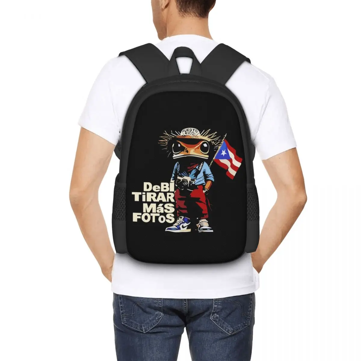 Bad Bunny DTMF Debi Tirar Mas Fotos Student Backpack School Bag Hiking Travel Daypack for Men Women Bookbag Shoulder Bags