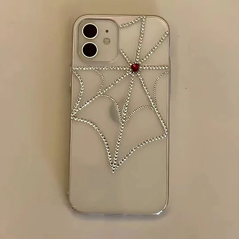 Small red drill spider web Apple 15Pro case iphone 14promax advanced 13Promax new 12Pro Transparent 13 character 11 anti-fall