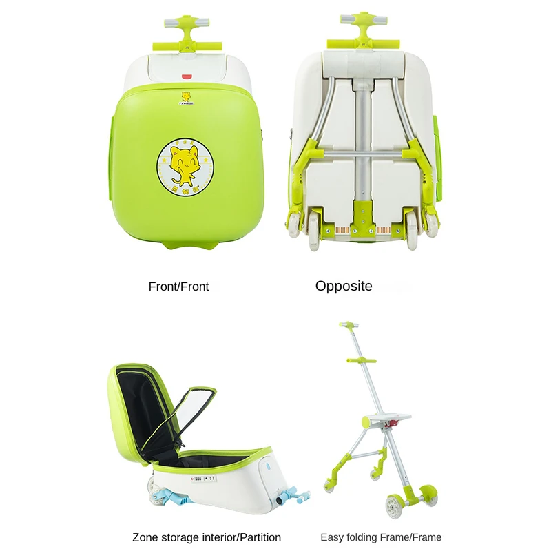 Baby Mother Suitcase Ride on Trolley Luggage Luminous Brake Wheels Lazy Men Foldable Travel Bags Kids Suitcase Trip Cabin Child