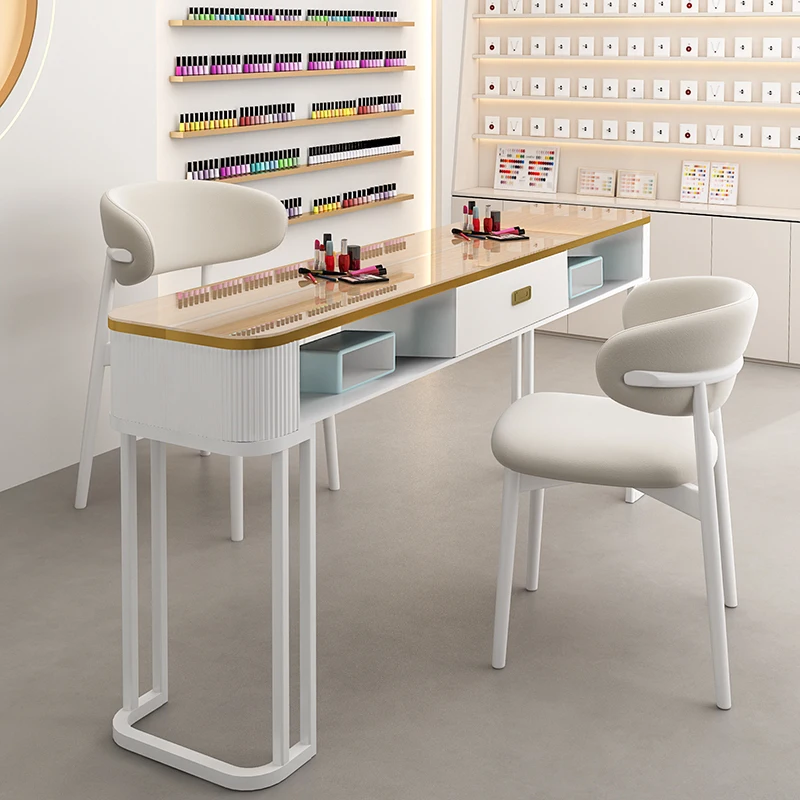 Mesas japonesas de crema para manicura profesional, mesa de manicura, silla de uñas, estación de muebles de salón, reposabrazos de belleza