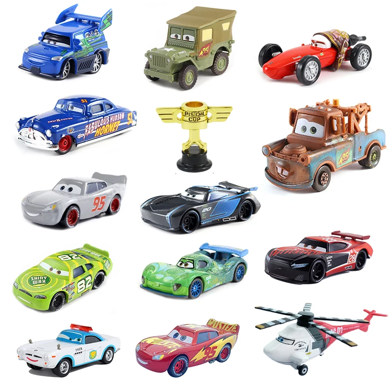 Disney Pixar Die Cast Collection Toy para Crianças, Carros 2 e 3, Relâmpago Mcqueen, Jackson Storm, Hisoka Mater, Mini Copa de Corrida, Dj Car Plane, Presente