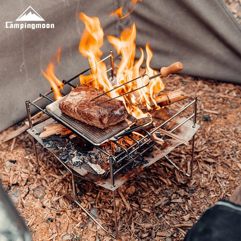 

CAMPINGMOON SOLO-202 Small Outdoor Camping Stainless Steel Soler Foldable, Lightweight, Portable Grille and Burner