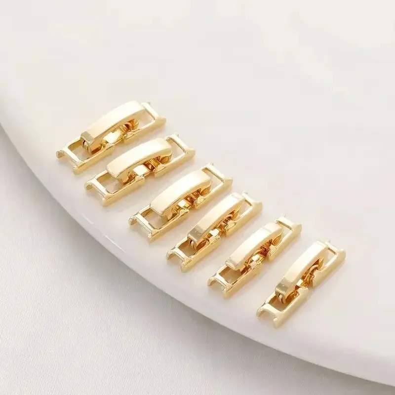 14K goudkleurige schakelgesp driedelige set, zirkoon armband ketting verbindingsknop DIY riemgesp sieraden accessoires