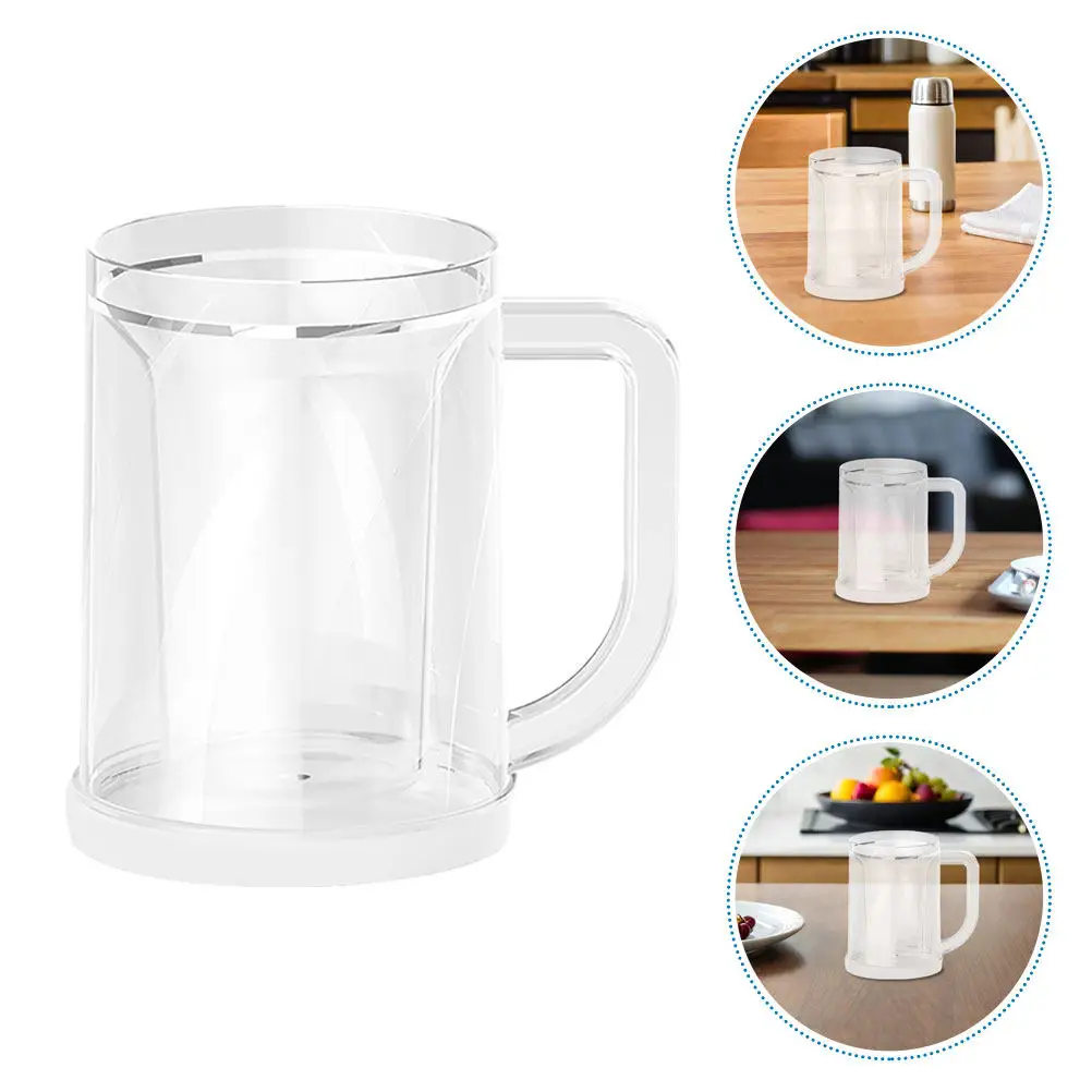 2Pcs Reusable Clear Freezer Mugs Double Wall Insulated Frosty Ice Cups for Beverages Coffee Beer Water Summer Refreshing Chill
