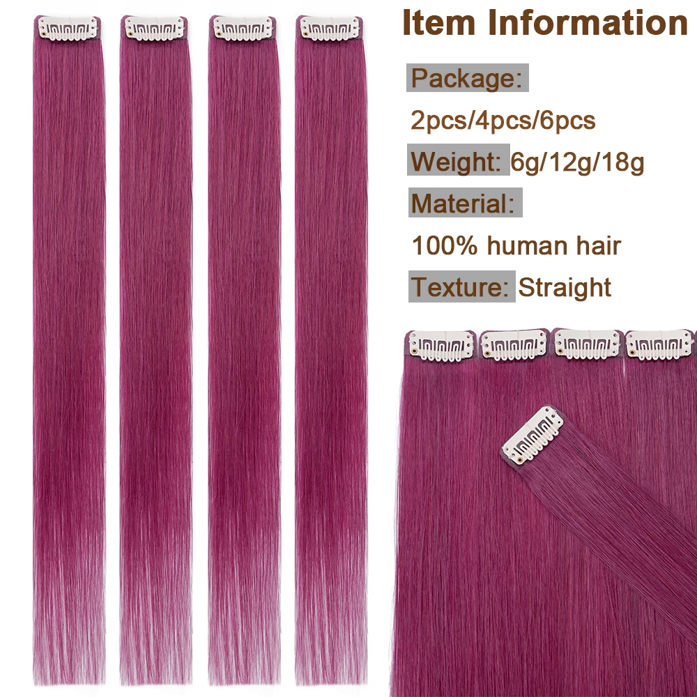 Scelte ricche Clip per capelli umani lisci colorati da 16 pollici con Clip colorata nelle estensioni dei capelli per le donne e i bambini