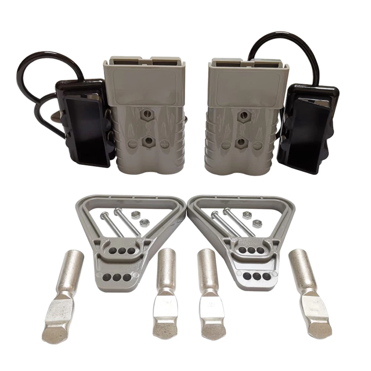 11-2Pcs 350A 2AWG Battery Power Connector Cable Quick Connect Disconnect Kit for Anderson Connector for ATV Winch Gray