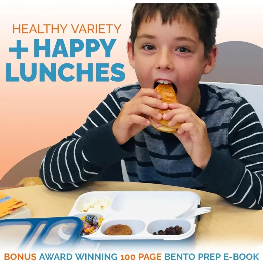 صندوق غداء بينتو حاويات غداء مانعة للتسرب للأولاد والبنات والكبار مع 6 مقصورات مثالية للرعاية النهارية المدرسية وتخطيط الوجبات