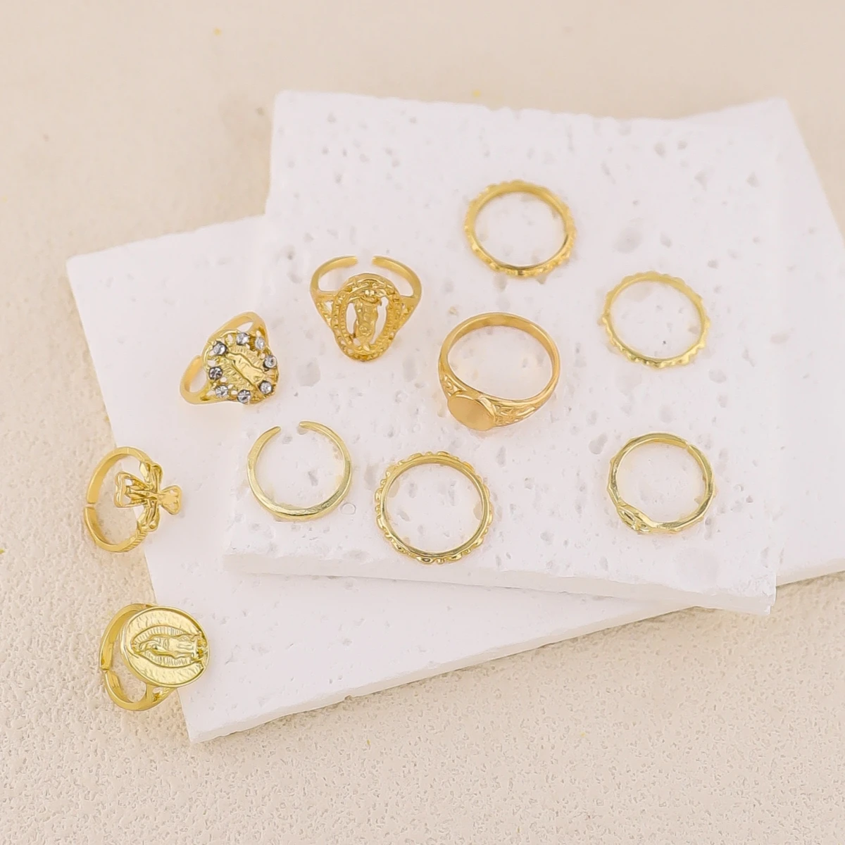 10 قطع من خواتم الأصابع العصرية على شكل تاج من حجر الراين المبالغ فيه والصليب الشرير، مناسبة لجميع المناسبات، اختيار هدية رائع #3