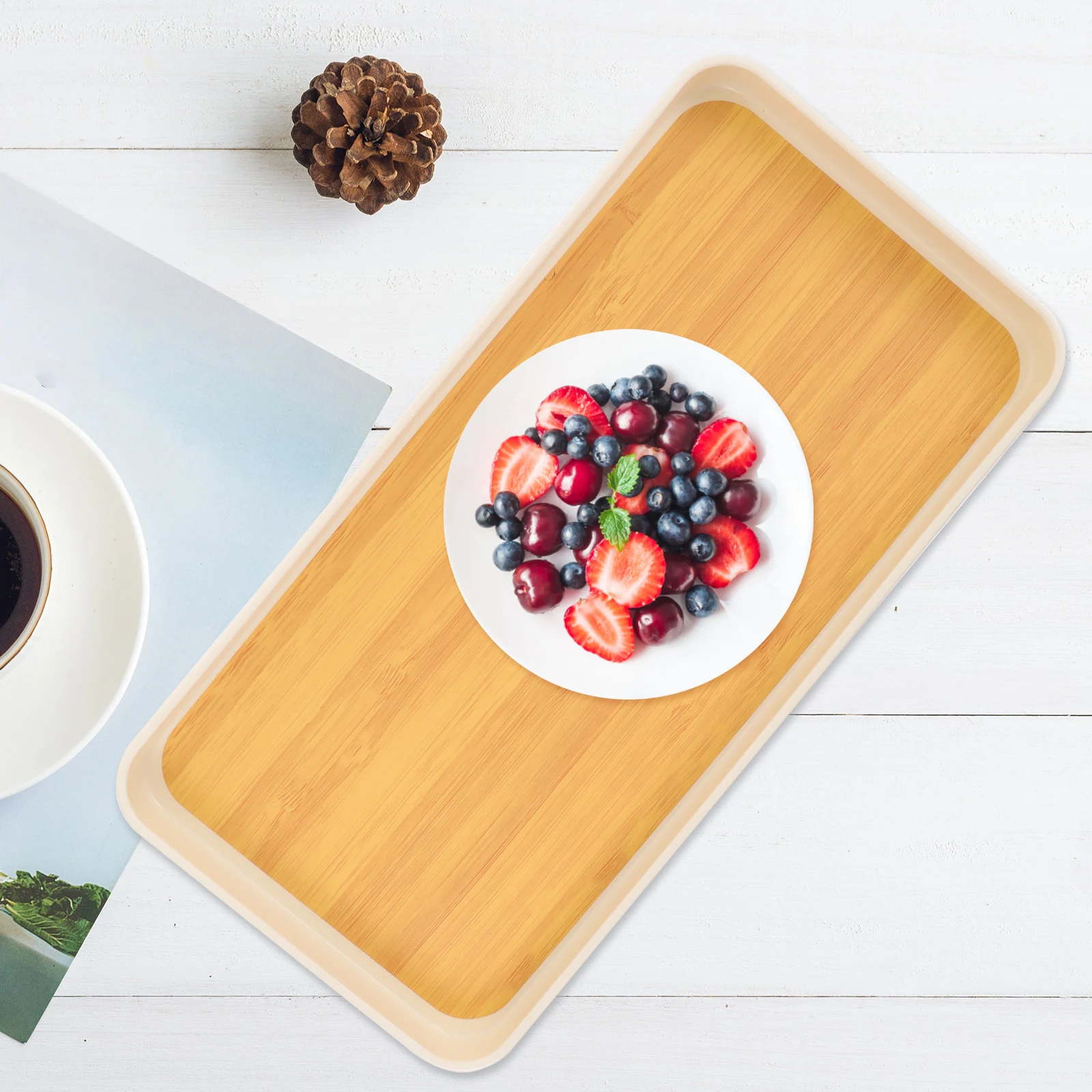 

Tea Tray Trays for Serving Food Gathering Drinks Platter Display Desktop Appetizer