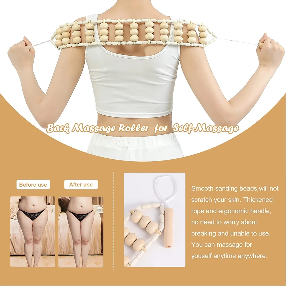 Wood Therapy Massager Anti-Cellulite Gua Sha Tool Deep Tissue Relax Massager for Body Face Lifting Maderoterapia Roller Gym Home