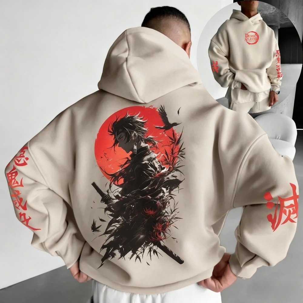 شيطان القاتل الرجال هوديي البلوز كامادو تانجيرو أنيمي ربيع الخريف والشتاء الصبي الرجعية طويلة الأكمام الوالدين والطفل الزي #1