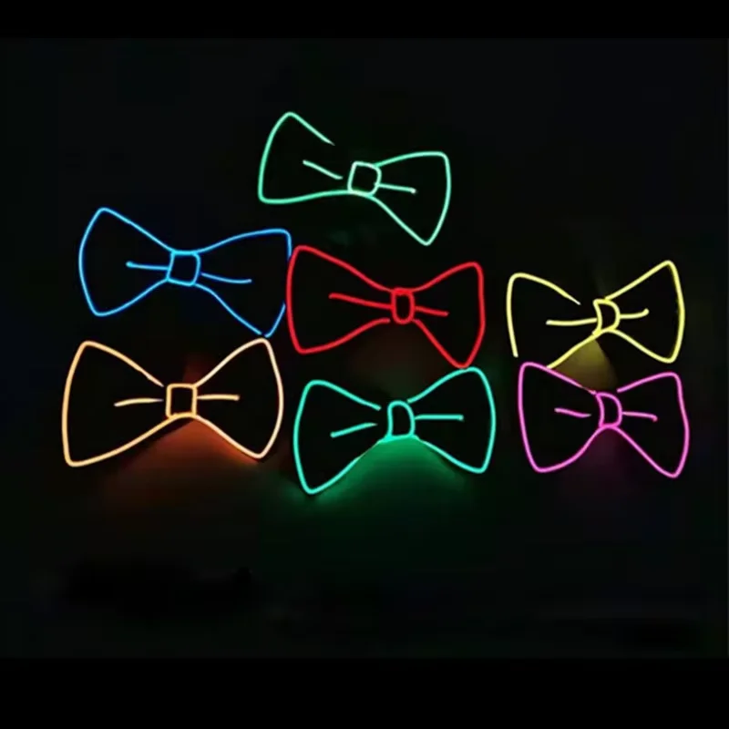 Men Glowing Bow Tie EL Wire Neon LED Luminous Party Haloween Christmas Luminous Light Up Decoration Bar Club Stage Prop Clothing