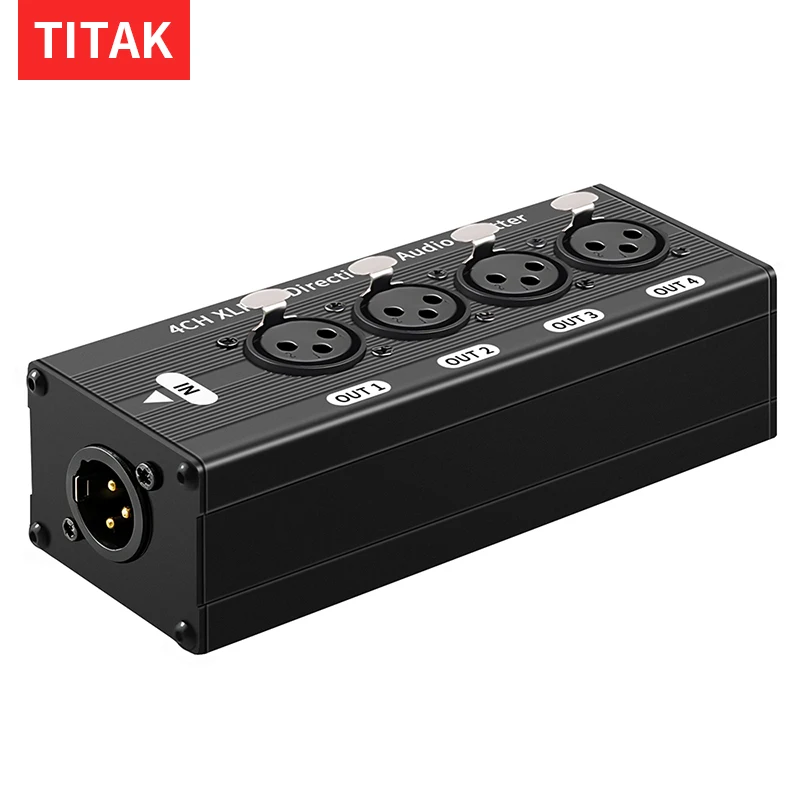 1x4 XLR Balanced Audio Splitter 3Pin Male Female Audio Signal Splitter Box for Recording Studio and Stage Performance