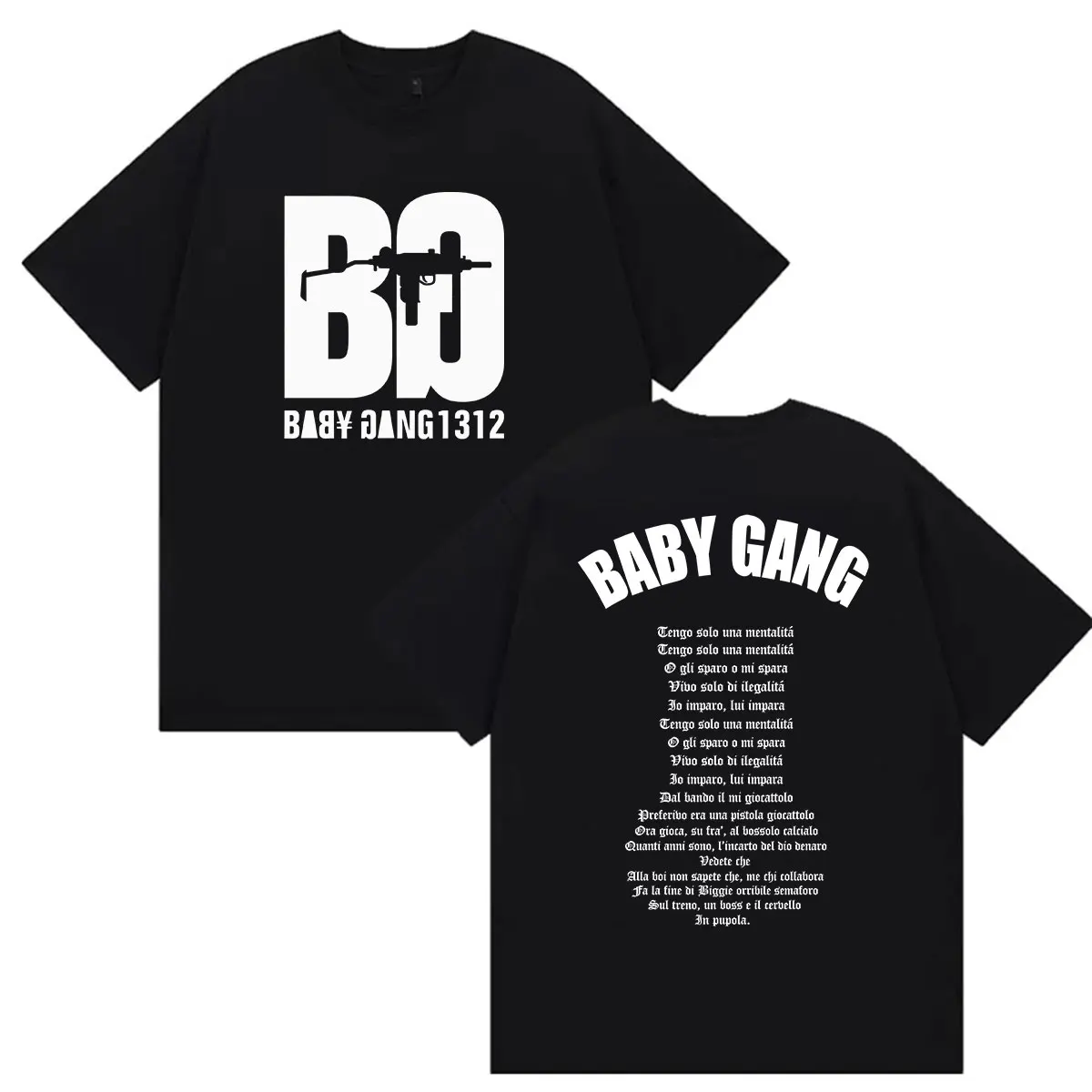 Rapper Baby Gang Album 2026 Grafik-T-Shirts Herren Vintage Mode Baumwolle Kurzarm T-Shirt Mann Hip Hop Lose Kleidung T-Shirt – Detail 2