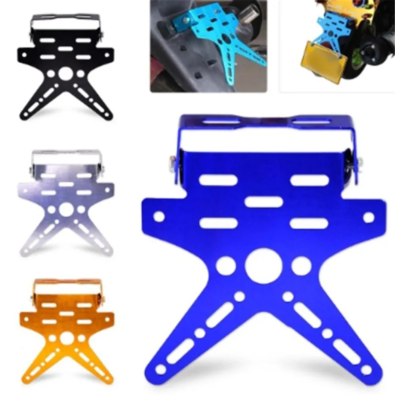 Electroplate Aluminum Alloy Motorcycle Rear License Plate Frame Motorbike Scooter Number Plate Holder 5 Colors