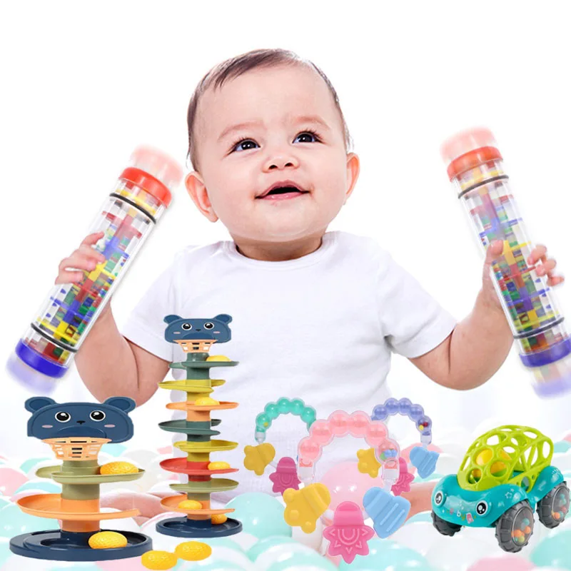 Baby Toys 0 6 12 Months Musical Rainstick Baby Rattle Newborn Toys Accessories Soft Sensory Rattle Teether For Baby 1 Year