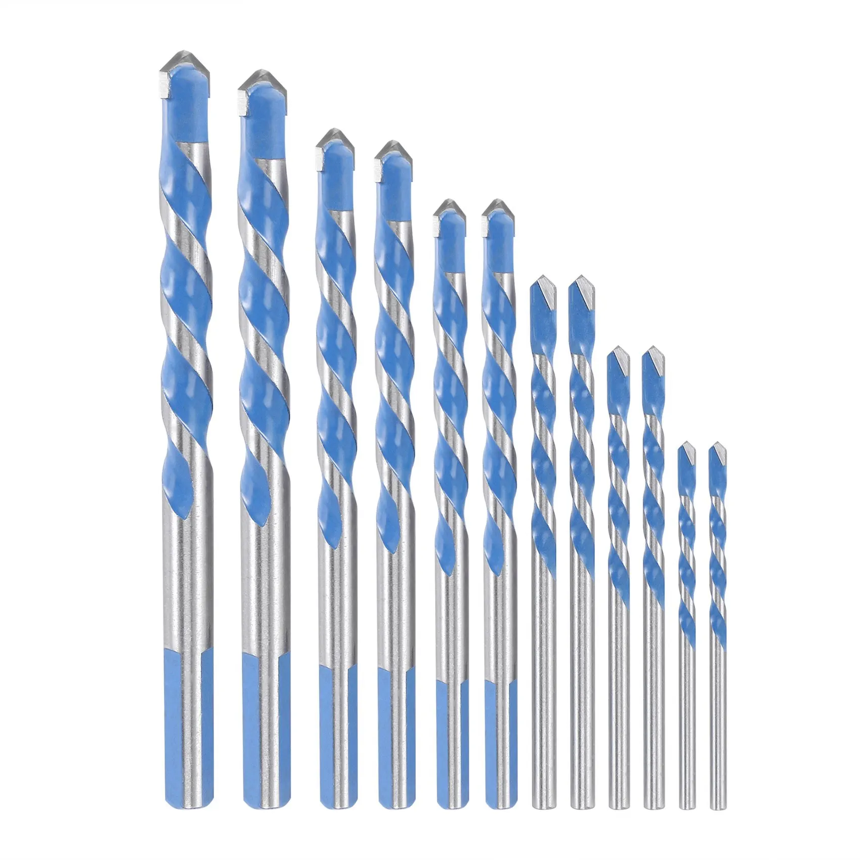 

12 Pcs Masonry Drill Bits Set 3mm to 12mm Carbide Twist Tips for WALL, BRICK, CEMENT, CONCRETE, GLASS, WOOD) Have Industrial Str