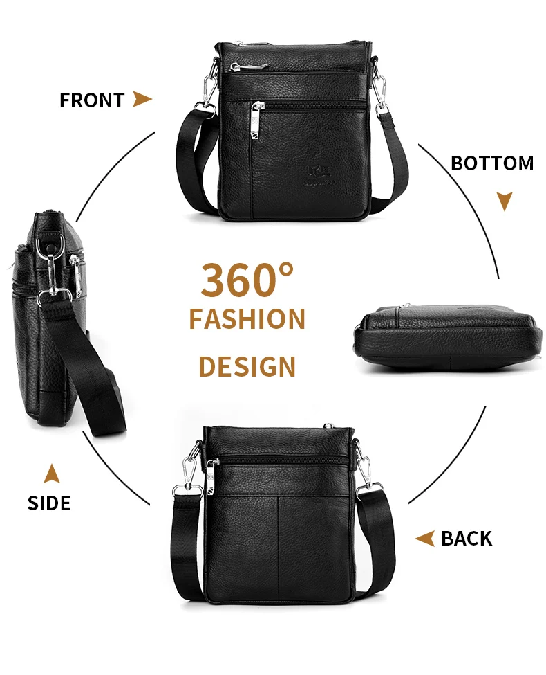 Herren-Einzelschultertasche aus echtem Leder, lässige Business-Umhängetasche, hochwertige Ledertasche für Herren – Detail 5