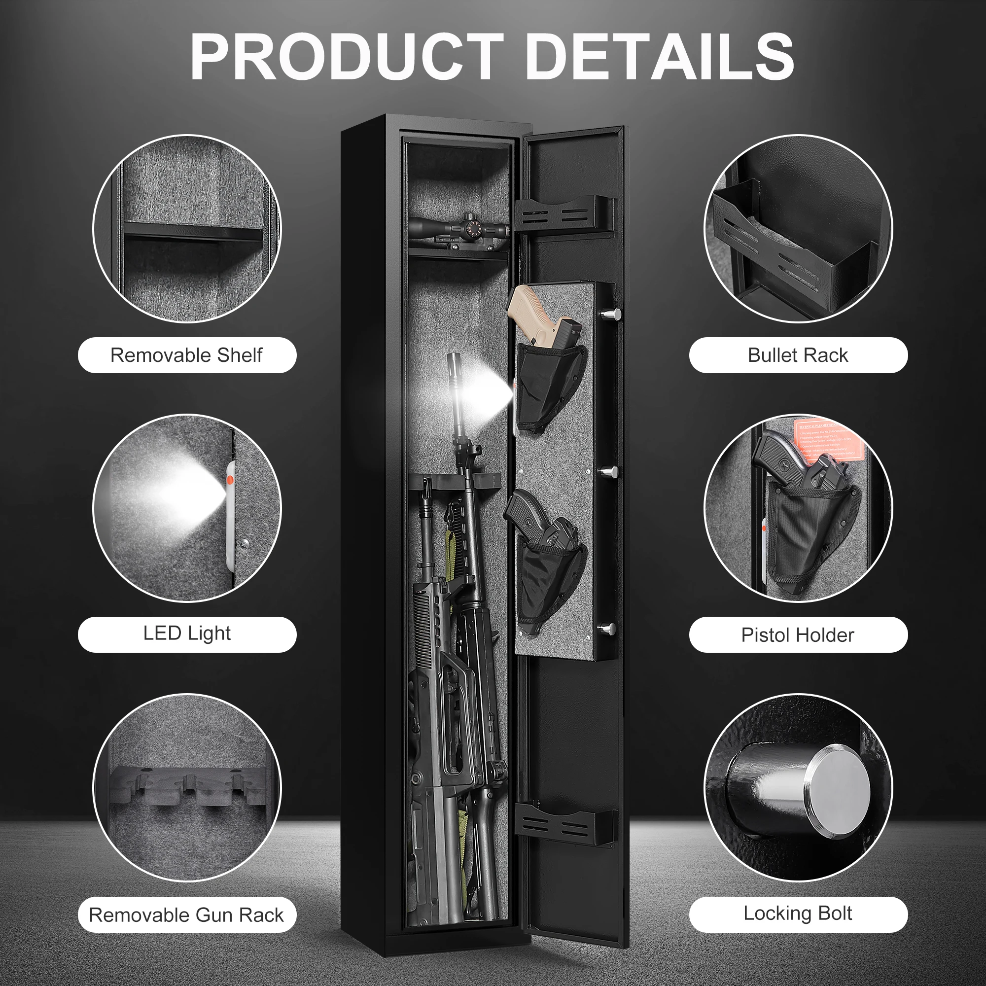 Serrure d'armoire biométrique à accès rapide, coffre-fort à 5 pistolets avec 3 pocommuniste pour odor, grand odorRap-Duty, fusil domestique