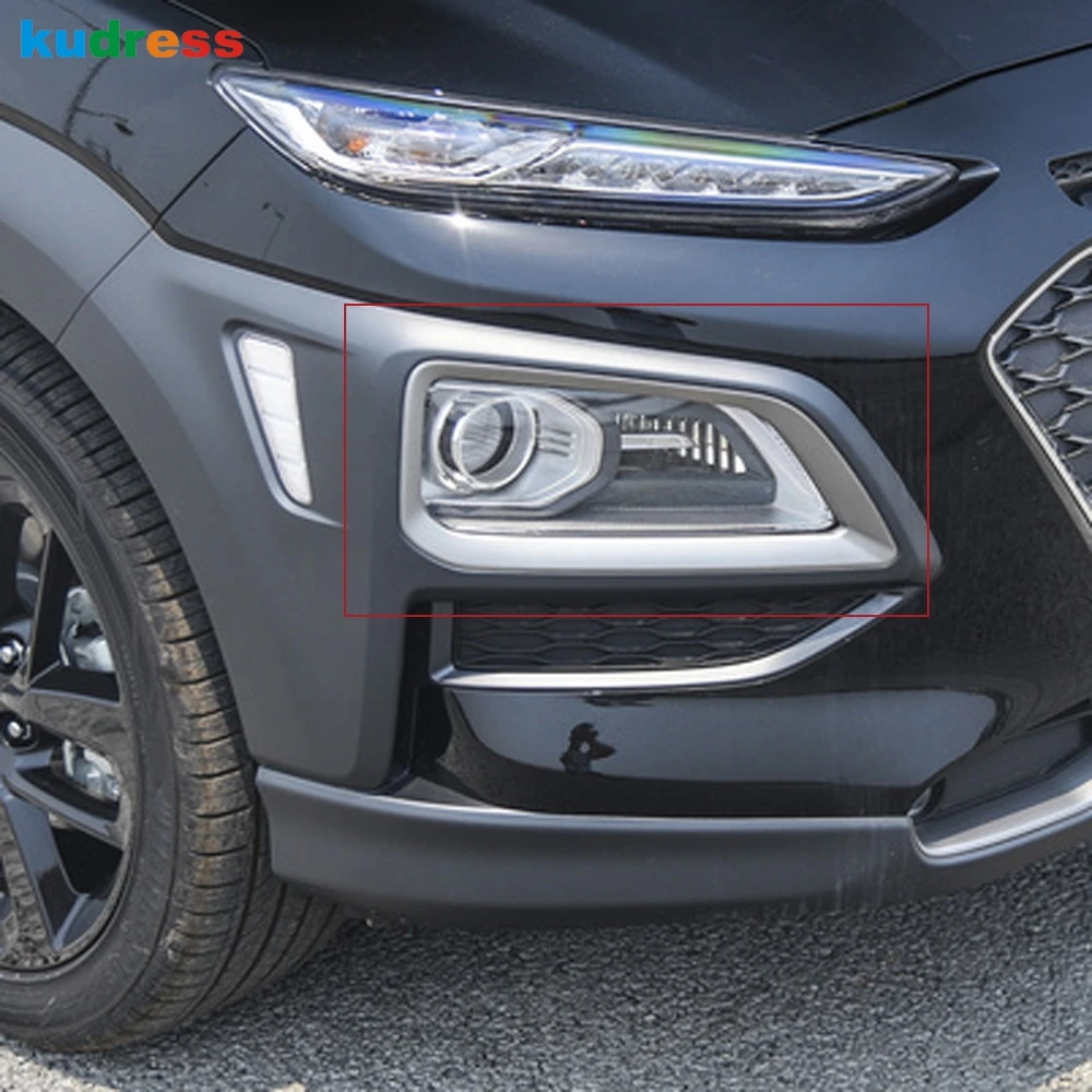 For Hyundai Kona Encino Kauai SUV 2017 2018 2019 2020 Chrome Car Front Fog Light Lamp Cover Trim Foglight Bezel Trim Accessories