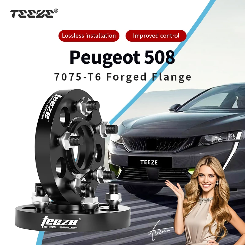 

Teeze 2/4pcs 5x108 CB 65.1 M12 x 1.25 Hub Centric Black Forged wheel spacer For Peugeot 508 Flange Plate 15/20/25/30mm