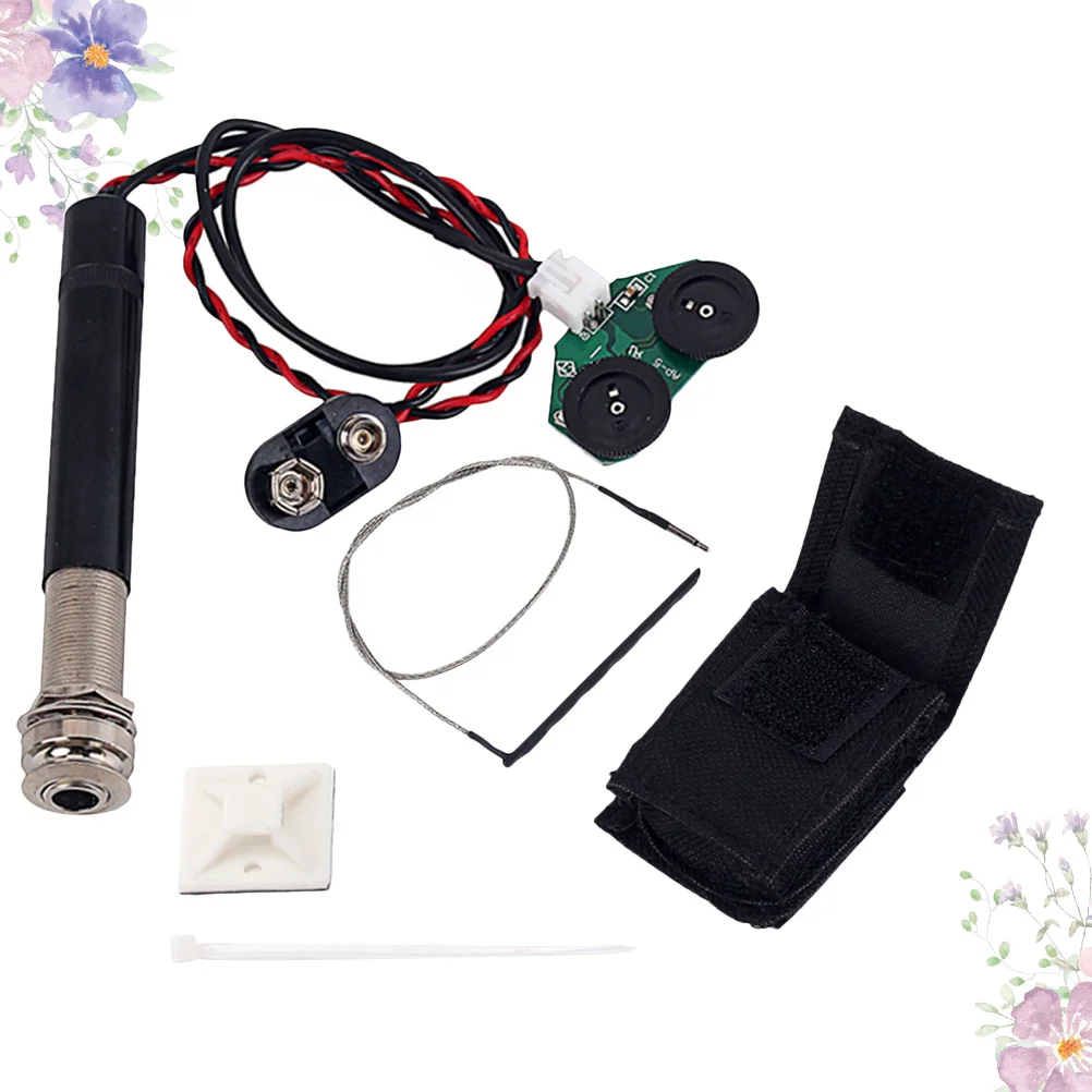 Endpin Jack Gitar Akustik Piezo Pickup Hitam Kontrol Volume dan Nada Preamp Profesional Pickup Aktif untuk Gitar Folk