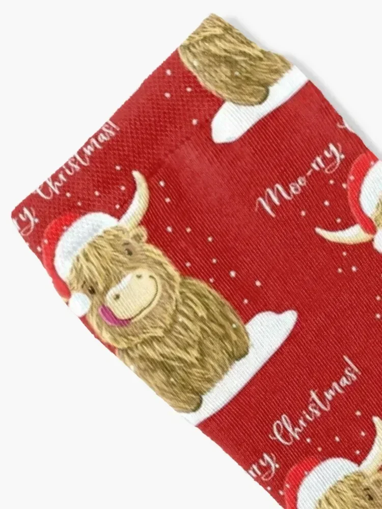 Scottish Highland Cow, Moo-rry Christmas Wee Hamish Socks winter gifts loose short cool Ladies Socks Men's