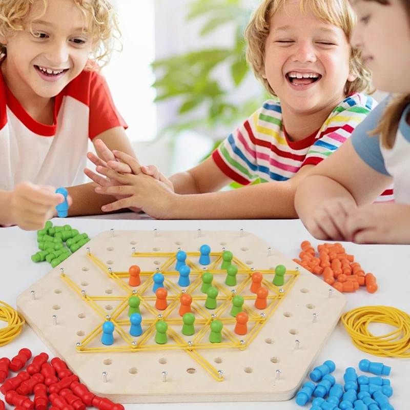 Kid Chain Triangle Chess Social Board Game Logic Thinking Geometric Chain Line Triggle Challenge Brain Strategy Interactive Game