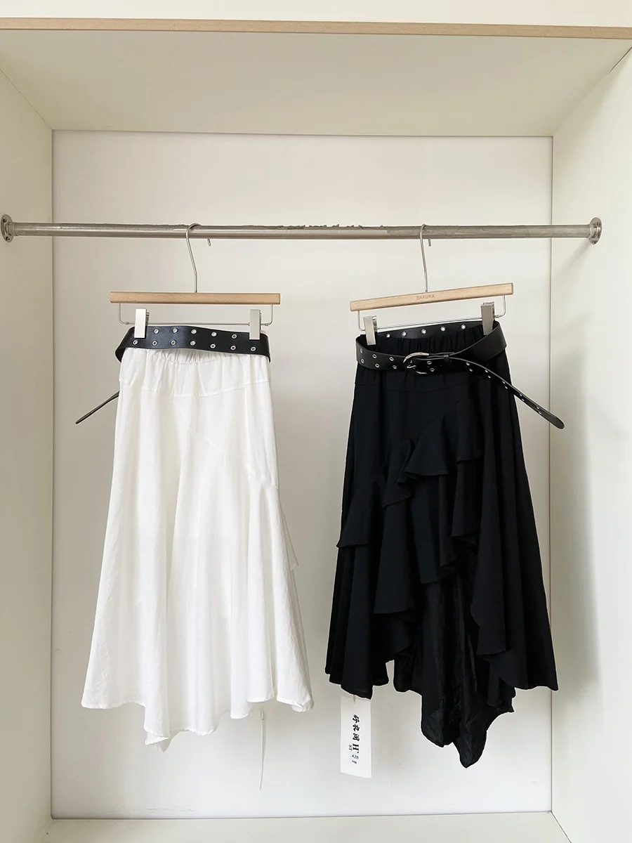 

Асимметричная юбка с высокой талией, простая женская юбка с хвостом Fi, лето 2023, корейский Sle, модный, для поездок на работу, полиэфирное волокно