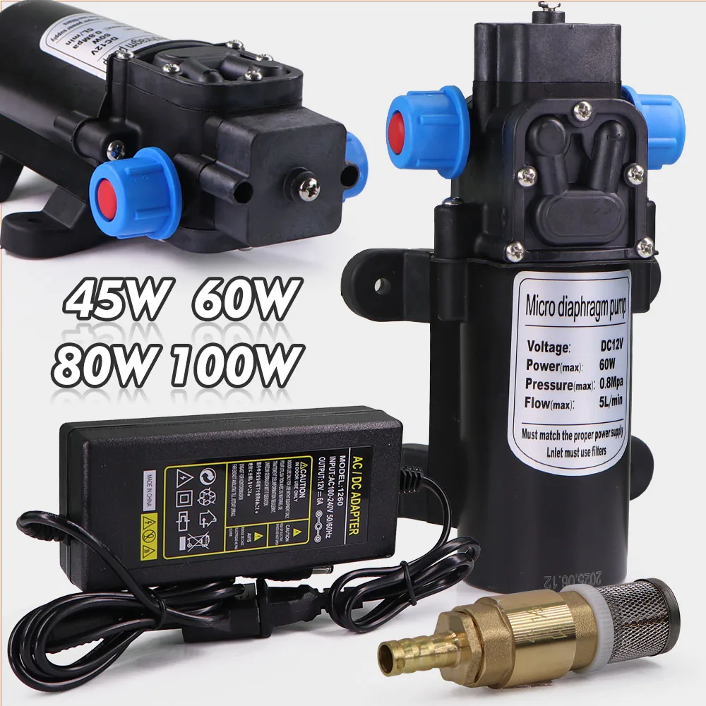 

Комплект электрического мембранного насоса, обратный клапан, фильтр, 110-240 В, источник питания, автомойка, орошение, сельское хозяйство, распыление, самовсасывающий насос