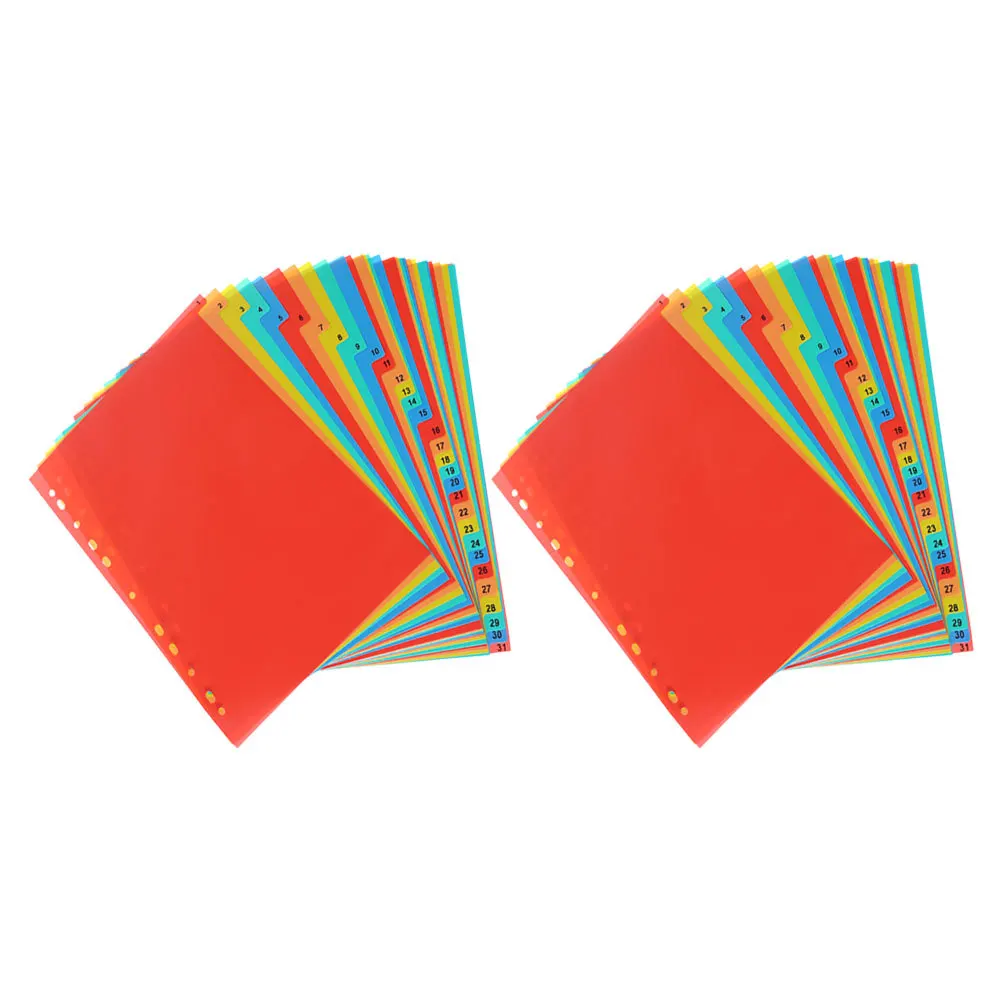 

2Sets A4 11 Hole Index Page Dividers 31 Numbered Tabs Plastic Colorful Binder Organizers for Documents Office Home School Use