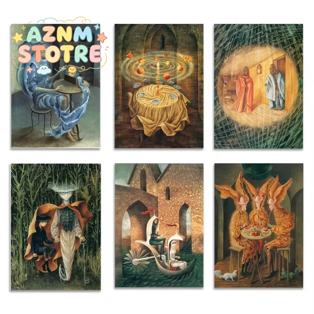 Remedios Varo print Esquiador Tejido espacio tiempo Vampire vegan canvas wall art print poster housewarming gift