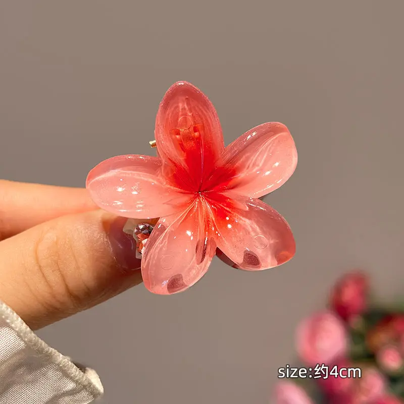 2pcs 4cm Small Hairpin Hair Claw Clip Hairwear Bohemia Colored Plumeria Flower Acrylic Hair Clip Women Girls Sweet Hairpin