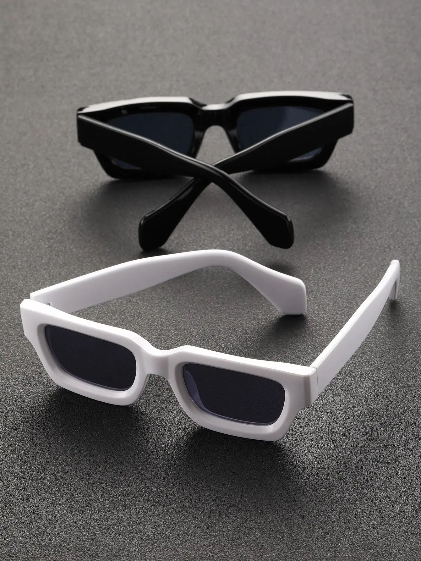2PCS Plastic Square Frame Classic Decorative Sunglasses Daily Travel Driving