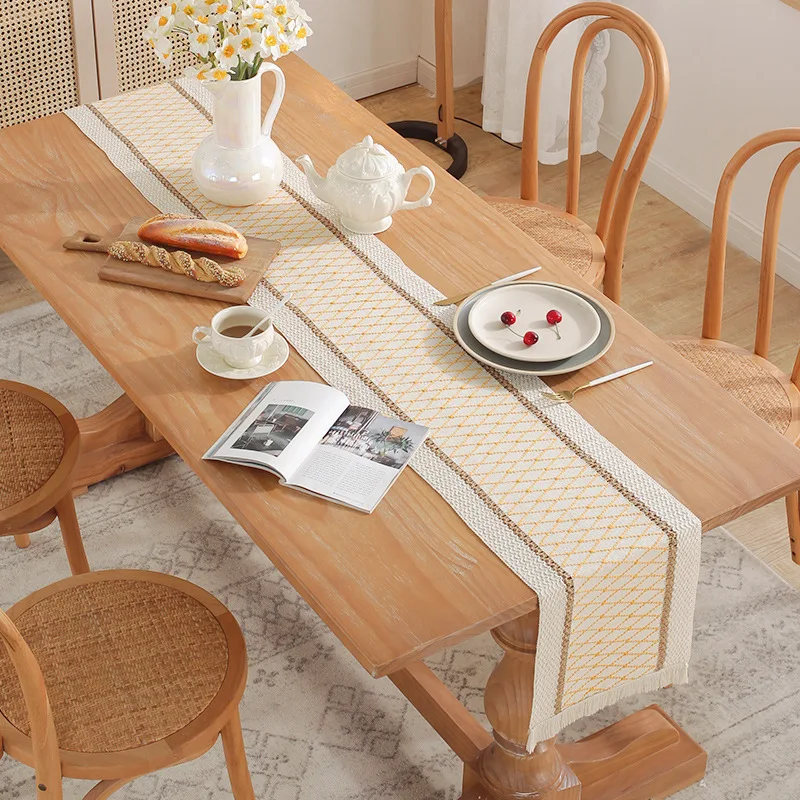 Corredores De Mesa De Linho Nórdico Toalha De Mesa Decoração Doméstica Para Festa De Casamento Natural Serapilheira Boho Toalha De Mesa De Algodão Bandeira Da Mesa De Chá